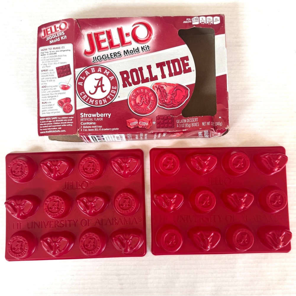 2 trays of official University of Alabama Jello-O Jigglers shots molds Roll Tide